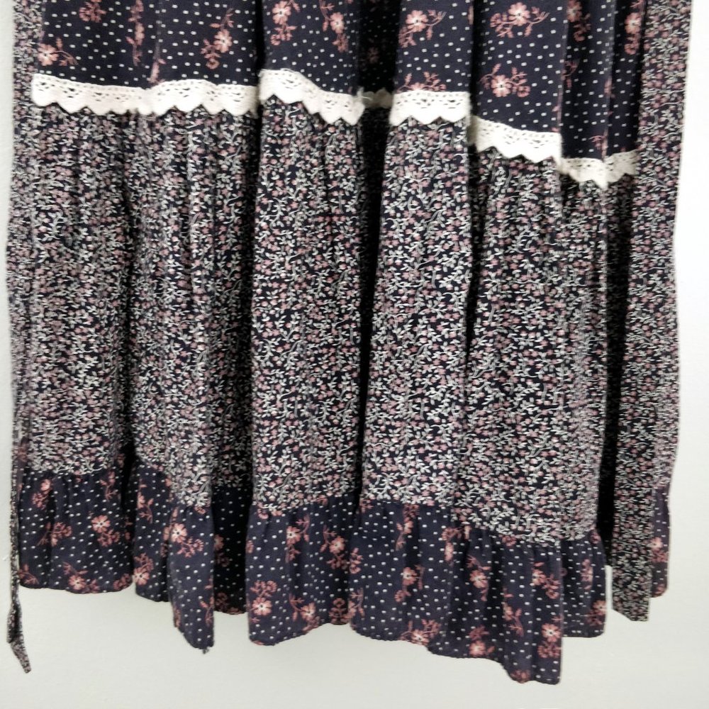 Gunne Sax Calico Floral Brown Pink Corset Sundress - Picture 14 of 16